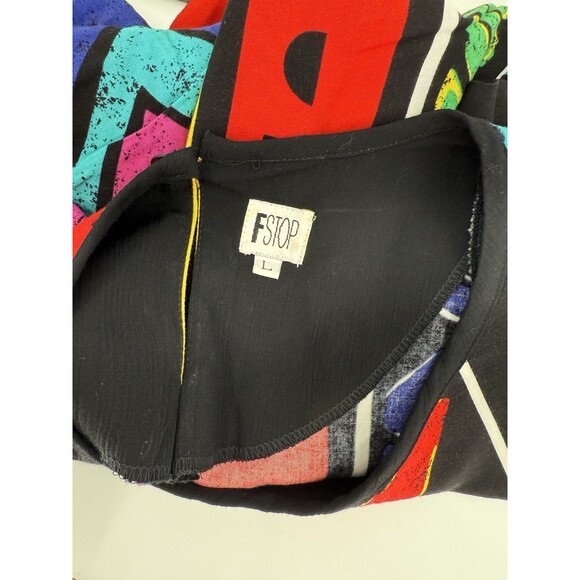 Women’s Vintage 80’s F STOP Graphic Print Short Sleeve Size LARGE Retro Y2k 90's - Picture 8 of 9